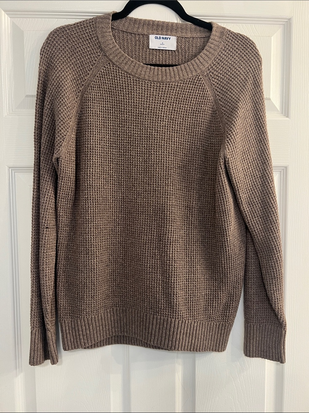 Old Navy Women's Taupe Waffle Crewneck Sweater